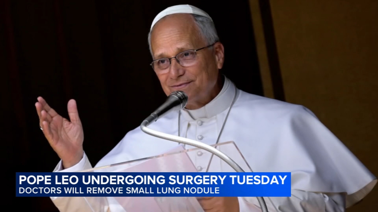 Pope Leo heads to hospital ahead of surgery to remove lung nodule

       — ABC 7 Bay Area, St. Helena Health news