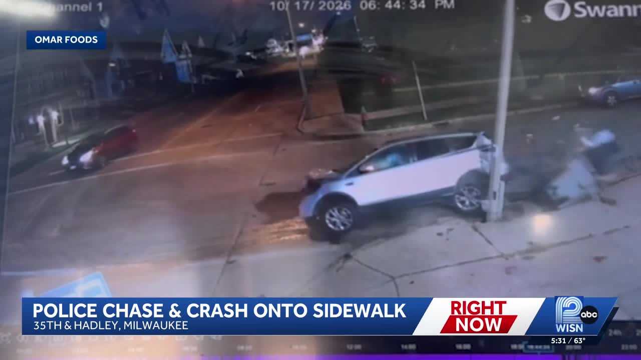 Video: Milwaukee police chase ends with crash onto sidewalk — WISN 12 Milwaukee, St. Helena Community news